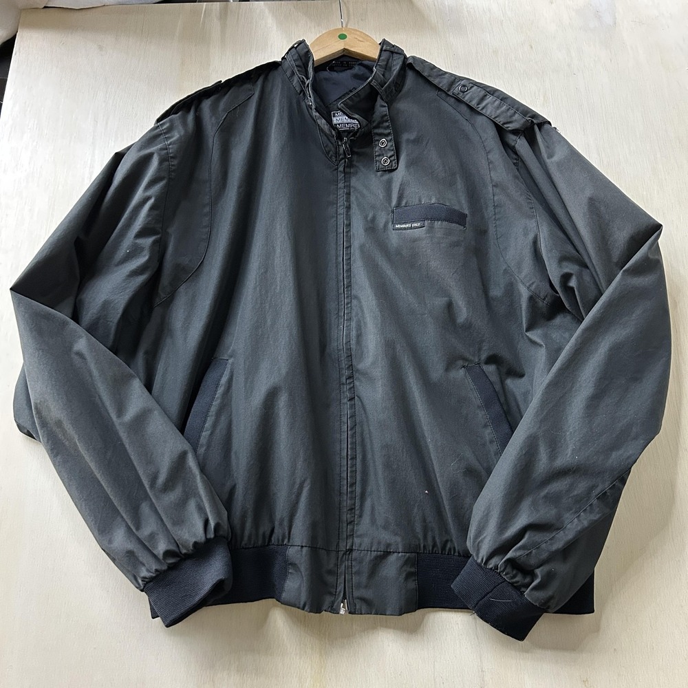 Vintage Members Only Jacket Mens XLT Gray Bomber Full Zip Epaulet Korea‎ 80s